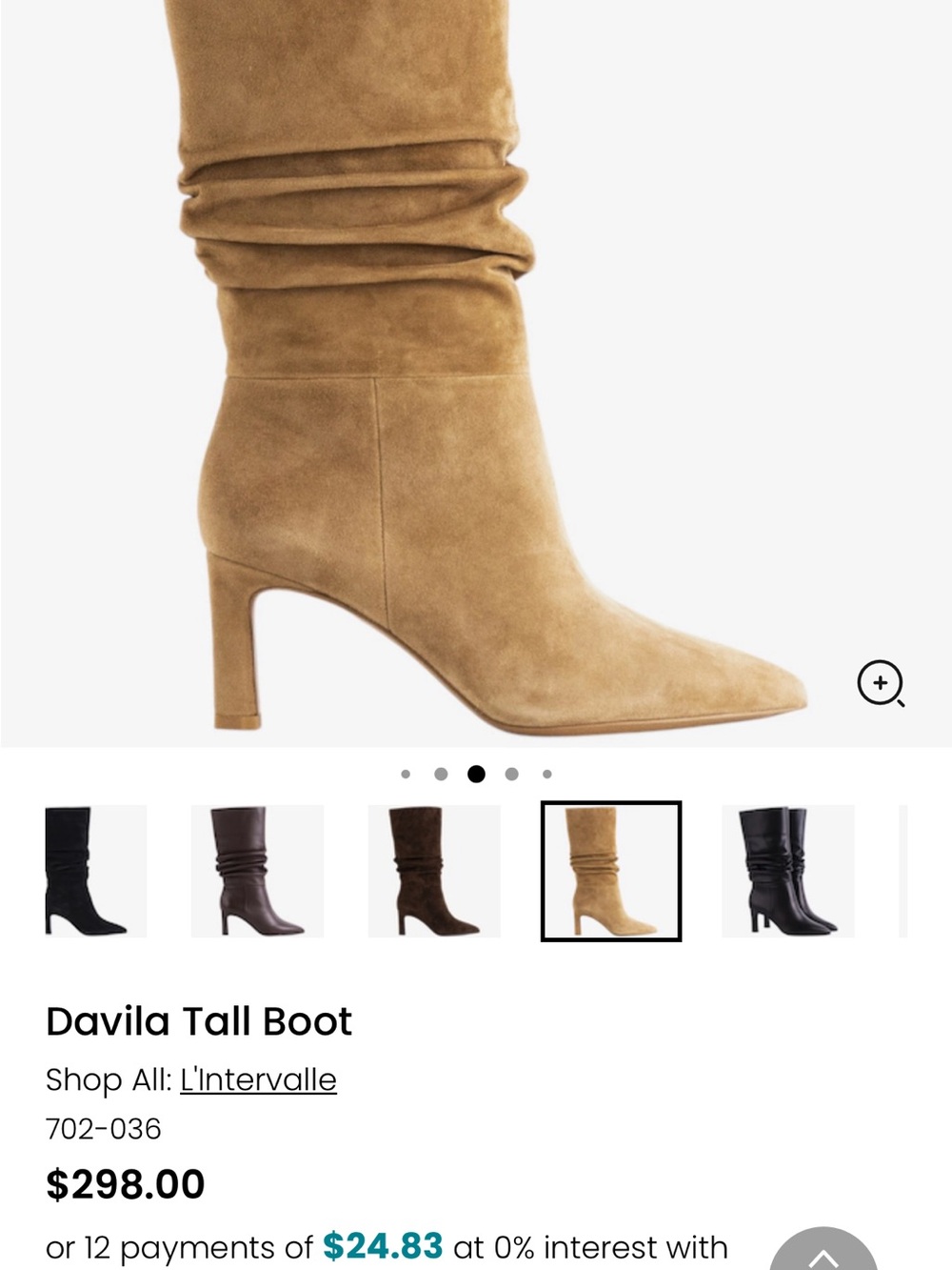L'INTERVALLE Davila Tall Suede Boot in Camel (Brand new in box)